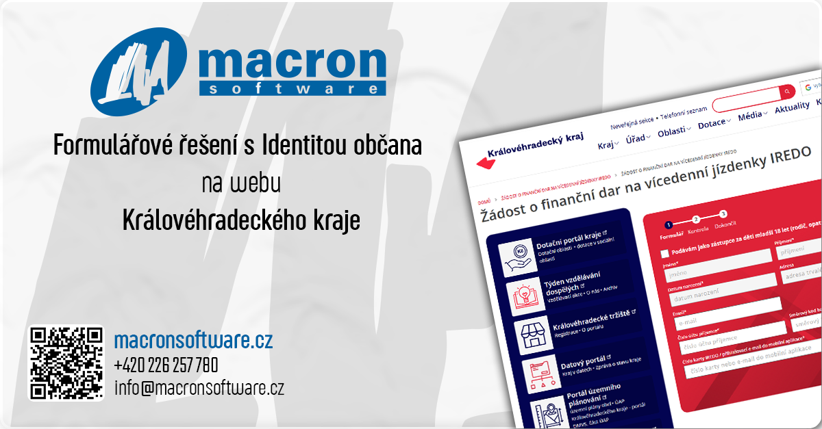 Formulářové řešení s Identitou občana na webu Královéhradeckého kraje